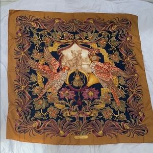 Salvatore Ferragamo Floral/Bird Pattern Silk Scarf
